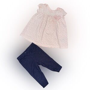 Pink and Blue Baby Dress and Leggings Set